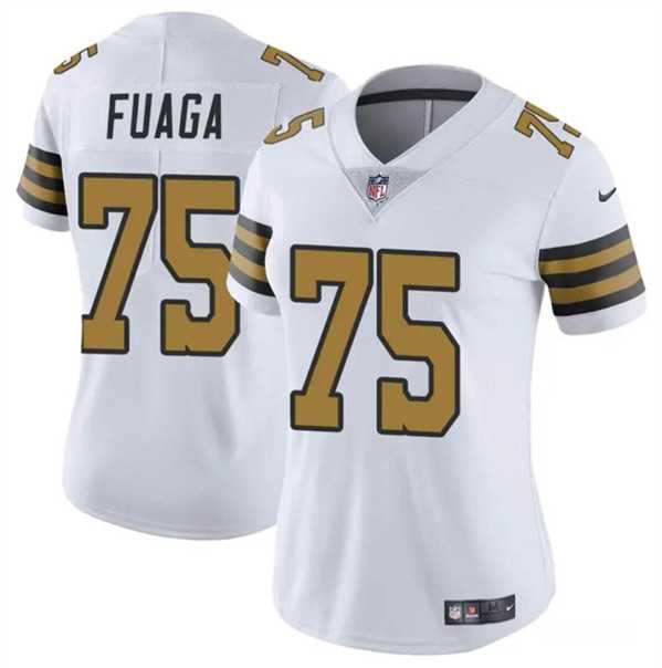 Women%27s New Orleans Saints #75 Taliese Fuaga White 2024 Draft Color Rush Stitched Game Jersey Dzhi->women nfl jersey->Women Jersey